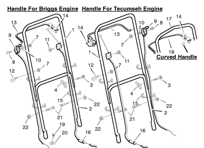 Handle Assembly For Briggs And Tecumseh Engine Diagram and Parts List for 22547C 1996 Briggs and Stratton Lawn Mower